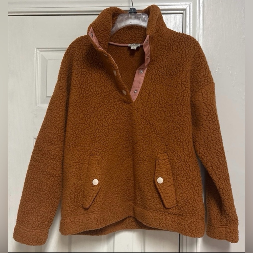 J.Crew Women's Snap-Collar Sherpa Fleece Pullover - Picture 2 of 12